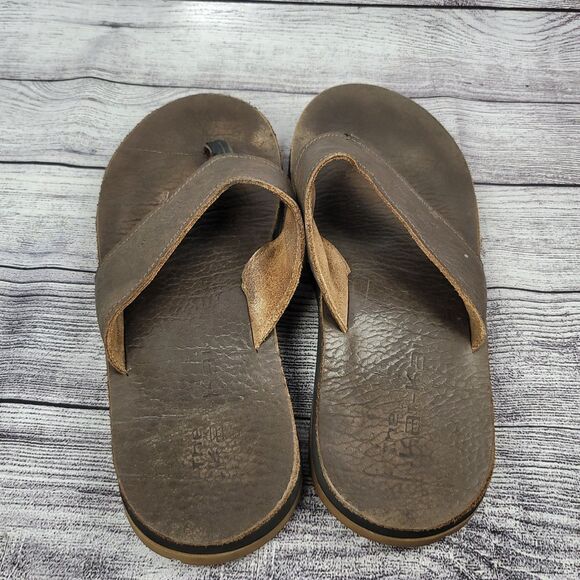 The Kai Kai Brown Leather Slides Flip Flop Comfort Sandals - Picture 3 of 6